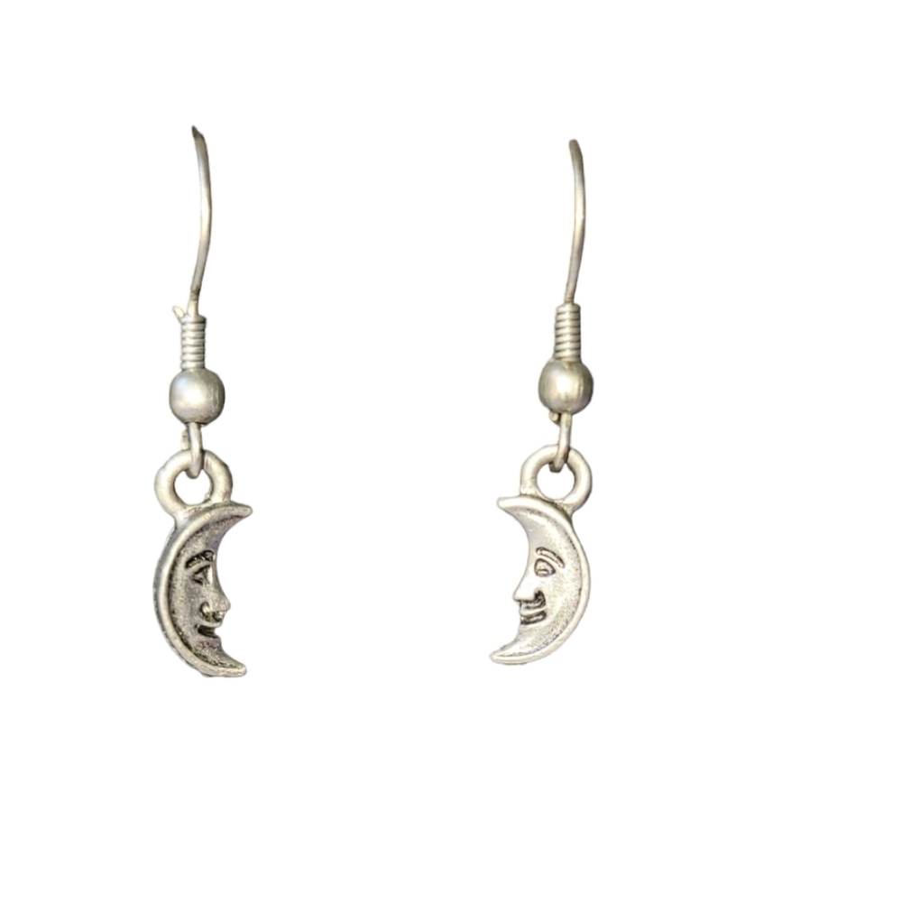 Handmade Tiny Silver  Half Moon Earrings